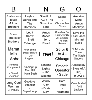 O'Connor Christmas Bingo Card