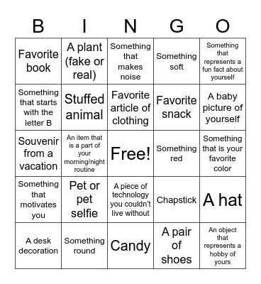 Scavenger Hunt Bingo Card