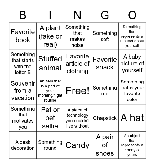 Scavenger Hunt Bingo Card