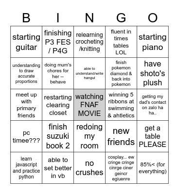 trish's 2023 Bingo Card