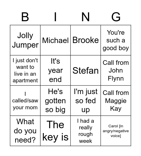 Brenda Bingo Card