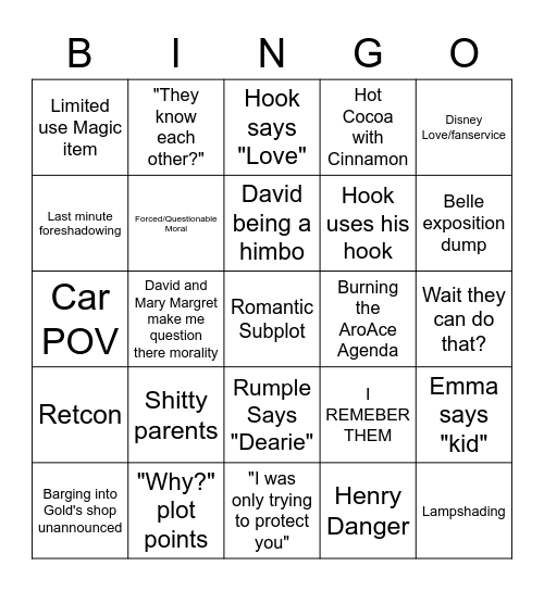 Once Upon A Time Bingo Card