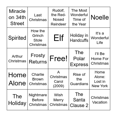 Christmas Movie Quotes Bingo Card