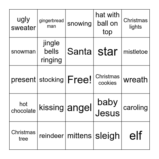 Christmas Movie Bingo Card