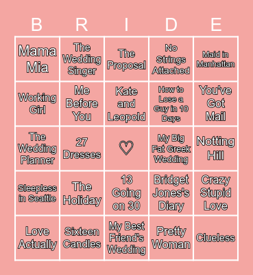 Miki's Rom-Com Bingo Card