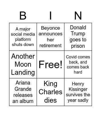 2023 Bingo Card