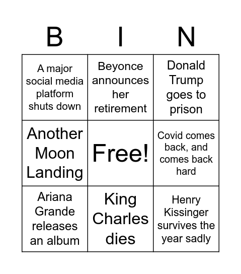 2023 Bingo Card