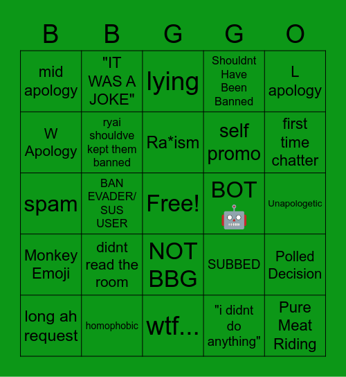UNBAN REQUEST Bingo Card