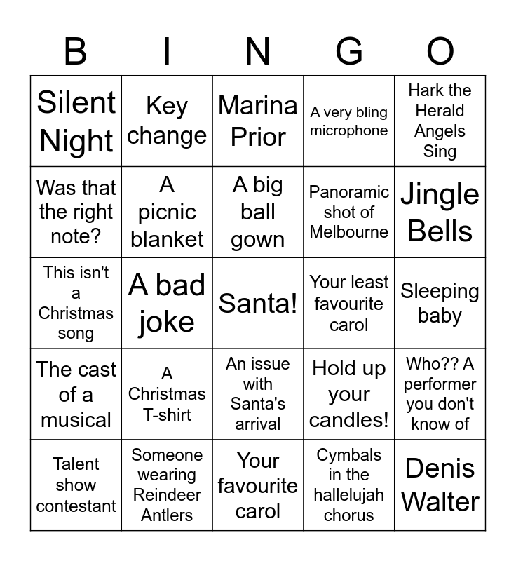 Carols Bingo 2022 Bingo Card