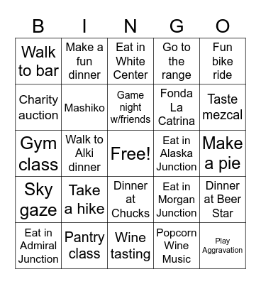 Sarah + Colin 2023 Bingo Card
