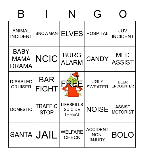 CHRISTMAS EVE/NIGHT BINGO Card