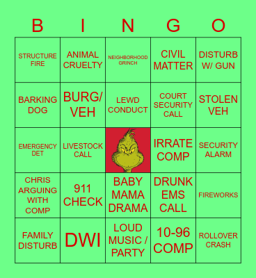 DISPATCH CHRISTMAS BINGO Card