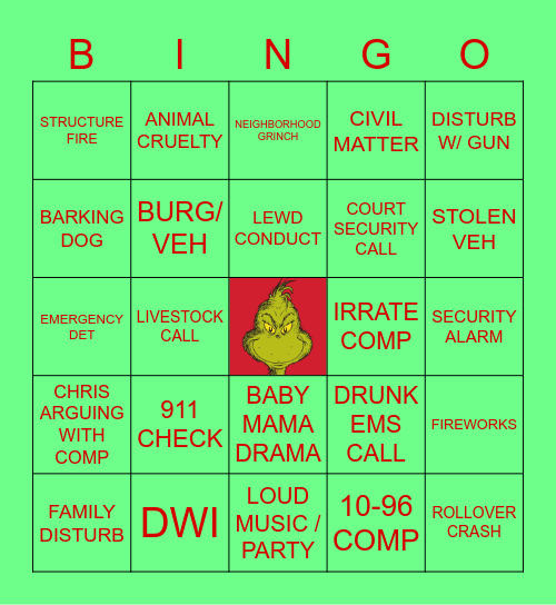 DISPATCH CHRISTMAS BINGO Card