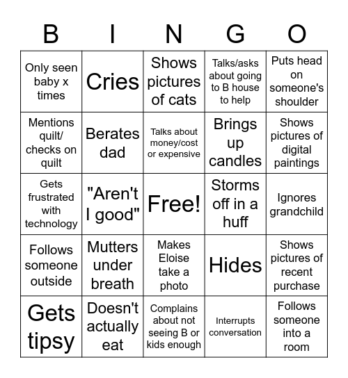 Christmas Day Bingo Card