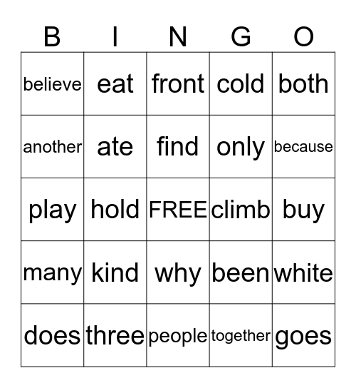 BINGO 2 Bingo Card