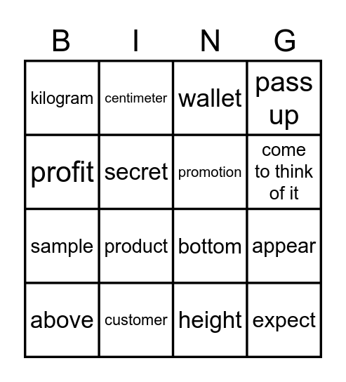 G9 L6 Vocab Bingo Card