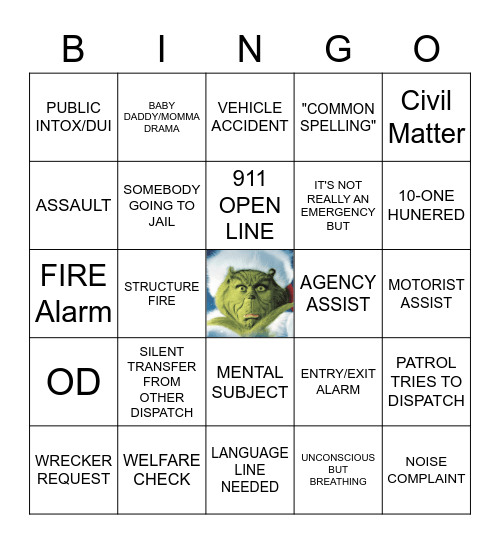 Christmas DISPATCH STYLE Bingo Card