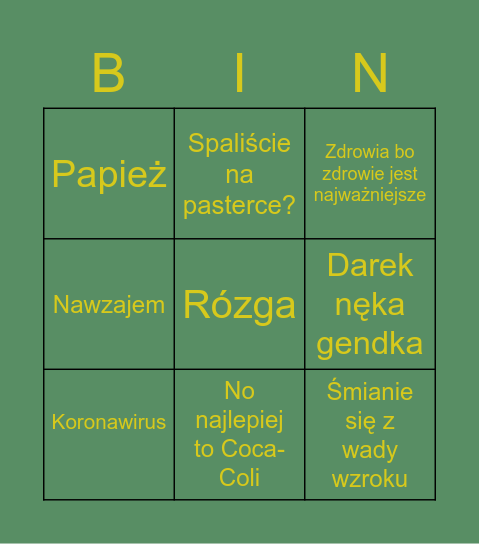 Święta w wariatkowie Bingo Card