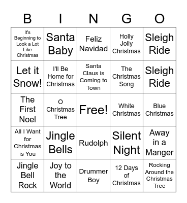 Christmas Songs Bingo Card