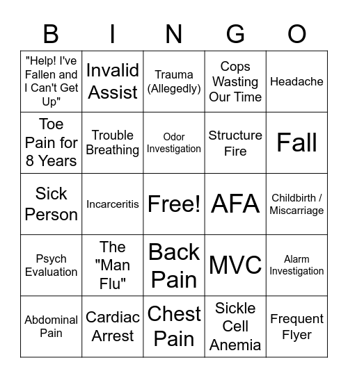 Gold Shift Christmas Eve Bingo Card