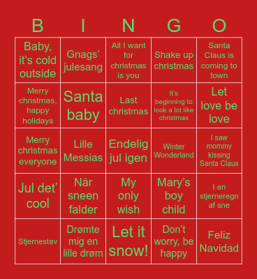 Jule musik quiz Bingo Card