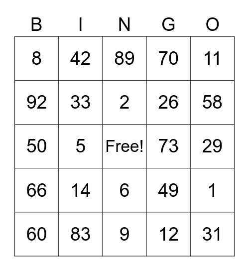 Christmas 2023 Family Bingo Card