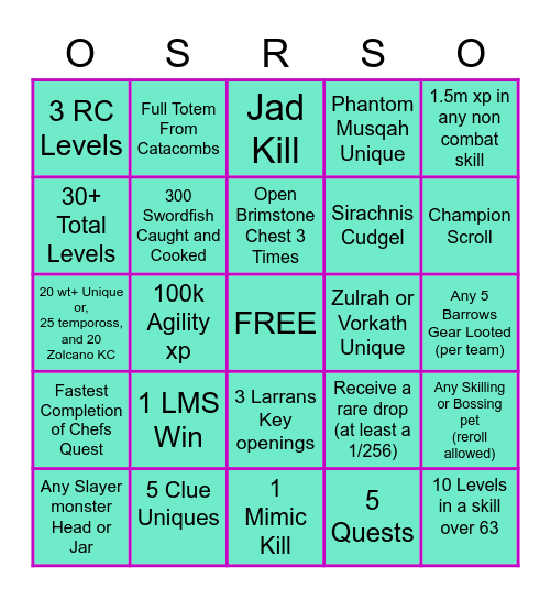 New Year's Bingo Card