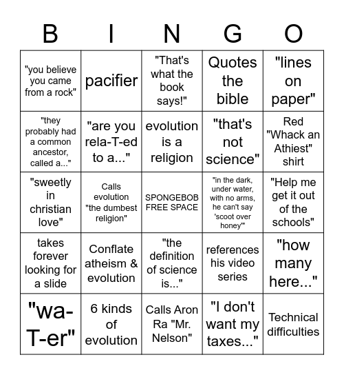 Hovind BINGO Card