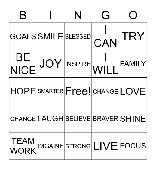 BE POSITIVE!! Bingo Card