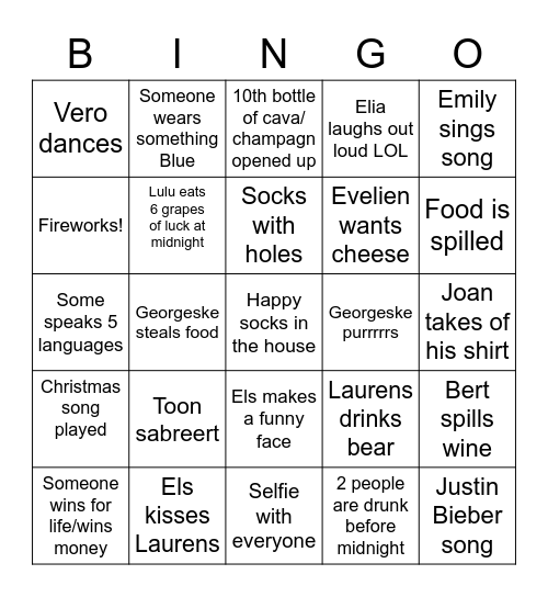 New year @ Oudergem 2022 Bingo Card