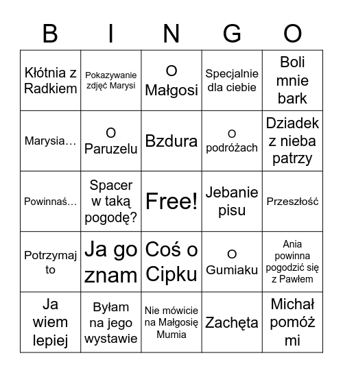 Dorota Bingo Card