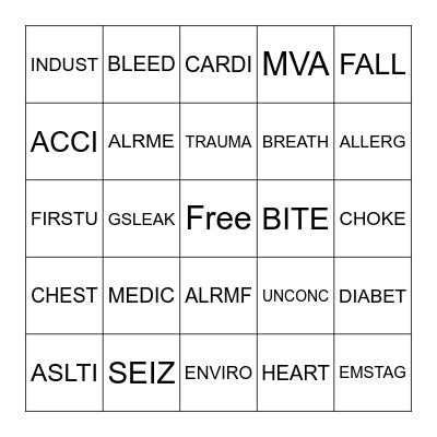 EMS/FIRE BINGO Card