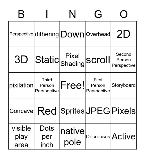 Chapter 4 Game terms Bingo Card