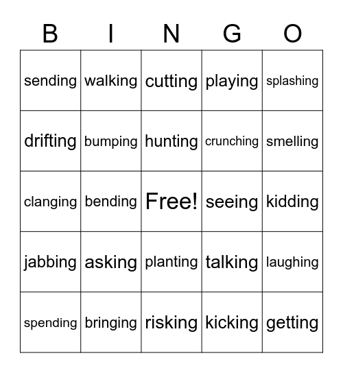 /ing/ Bingo Card