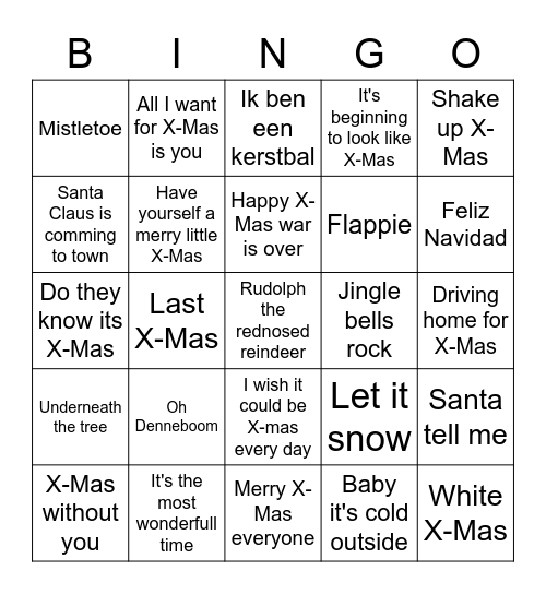 Kerstbingo Fam Straten Bingo Card