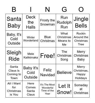 Christmas Bingo Card