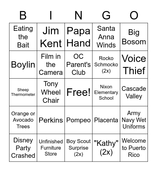 BPB '22 Bingo Card