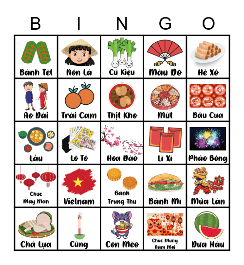 Chúc Mừng Năm Mới Bingo Card