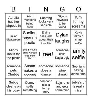 Christmas Family Bingo Card