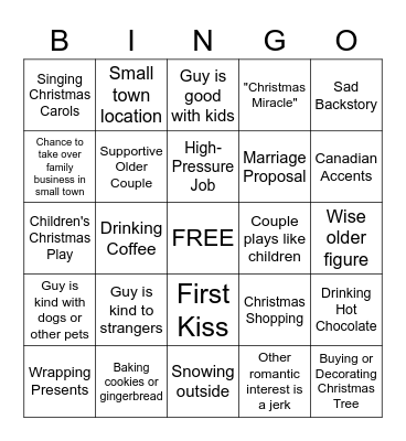HALLMARK CHRISTMAS MOVIE BINGO Card