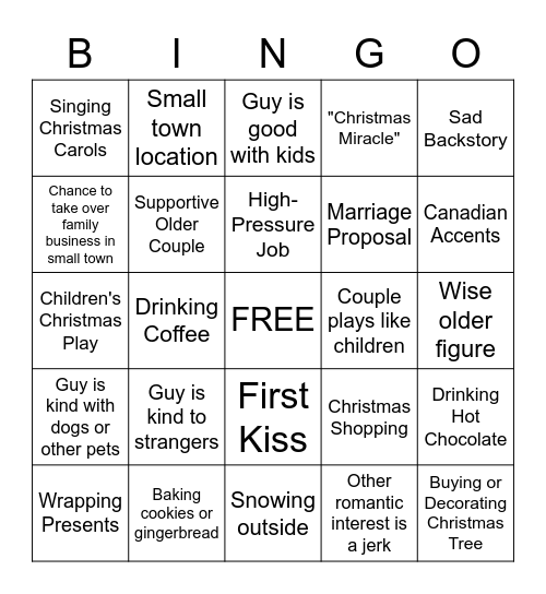 HALLMARK CHRISTMAS MOVIE BINGO Card