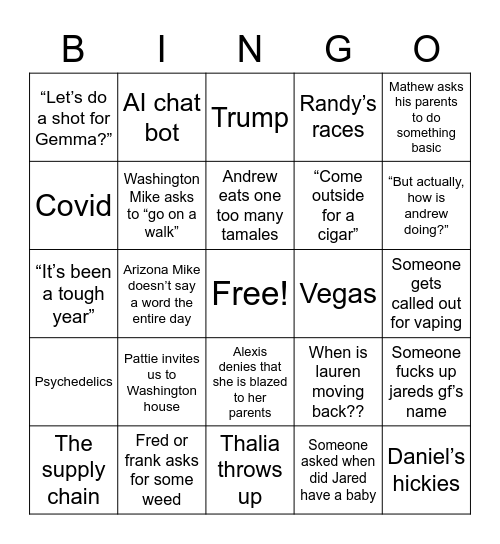 Christmas 2022 Bingo Card