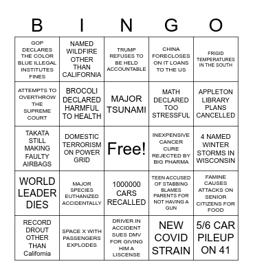 DISASTER BINGOFRIGID TEMPERATURES IN THE SOUTH Bingo Card