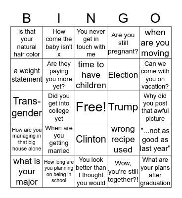 Thanksgiving Bingo Card