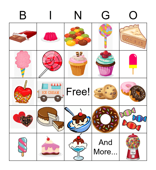 Ice Cream/ Dessert Bingo Card