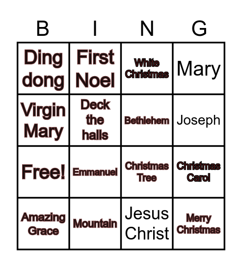 GPAC BINGO - CAROL NIGHT Bingo Card