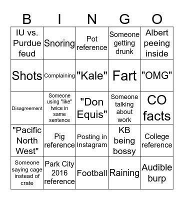 AdventureGiving 2015! Bingo Card