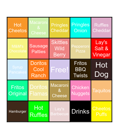 Desserts Bingo Card