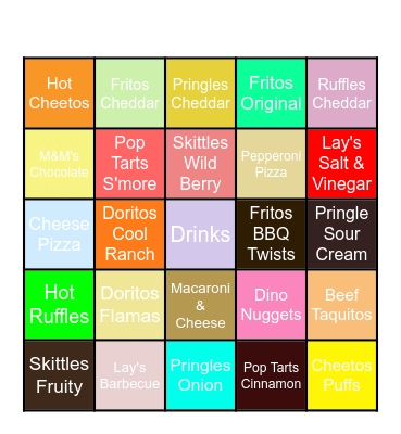 Desserts Bingo Card