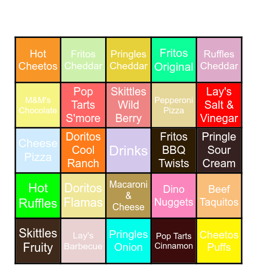 Desserts Bingo Card
